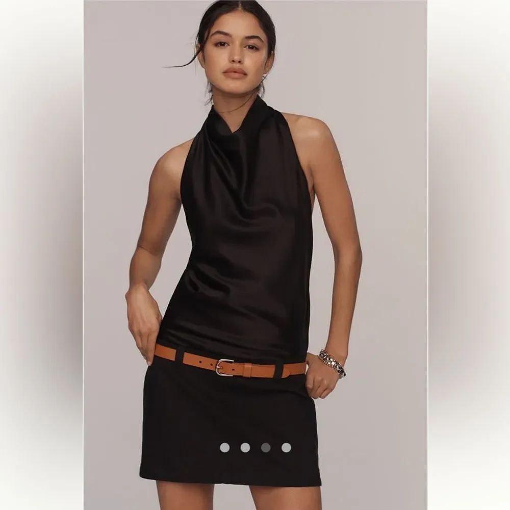 Anthropologie Maeve Cowl-Neck Belted
Mini Dress